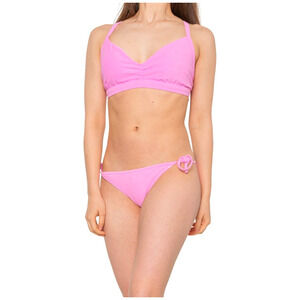Body Glove Drew Bikini Sz XL E DD Cup Pink French Terry String Bottoms Tie Back